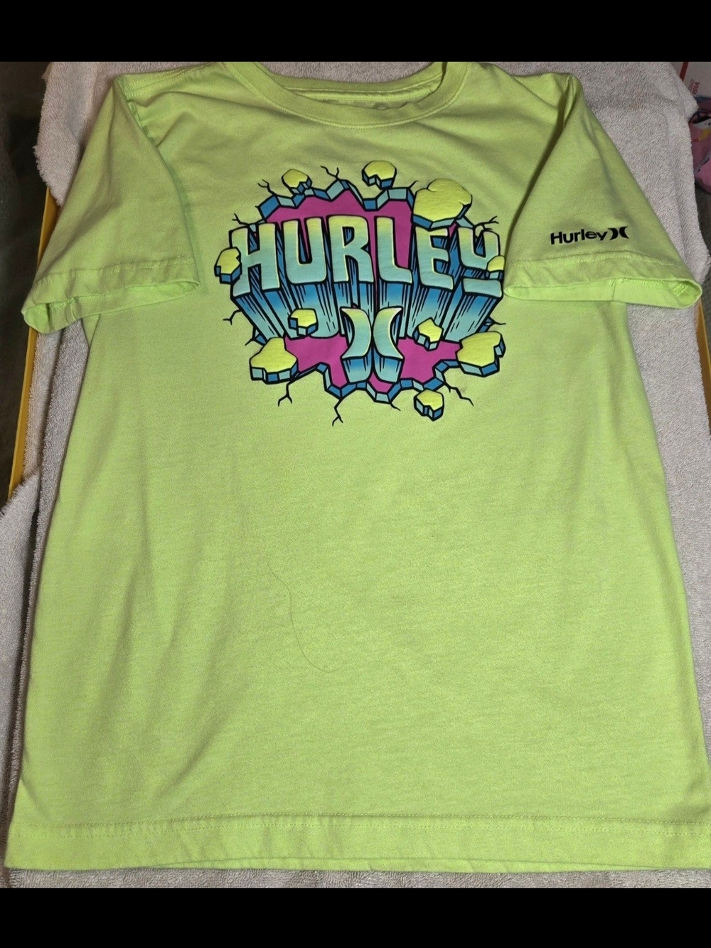Hurley Neon Lime Graphic Tee for Kids